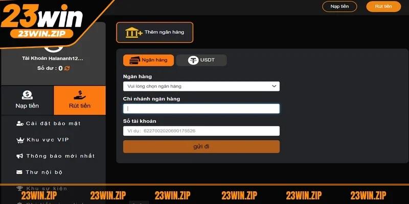 Quy trình xử lý giao dịch rút tiền 23WIN chỉ diễn ra trong vòng 1 phút